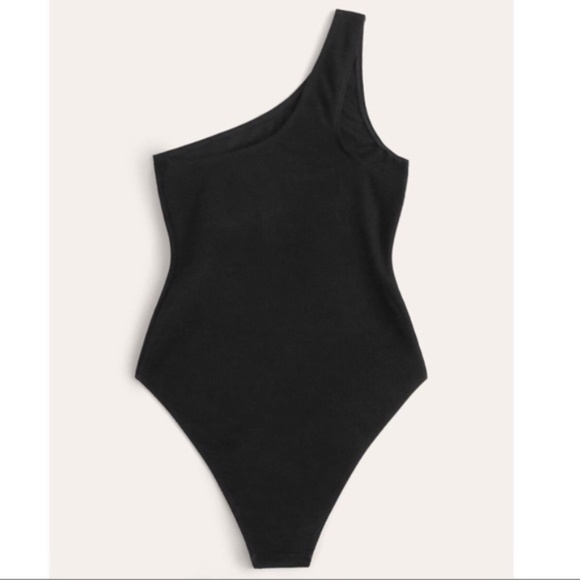 Cut out One Shoulder Black Monokini - Picture 2 of 2
